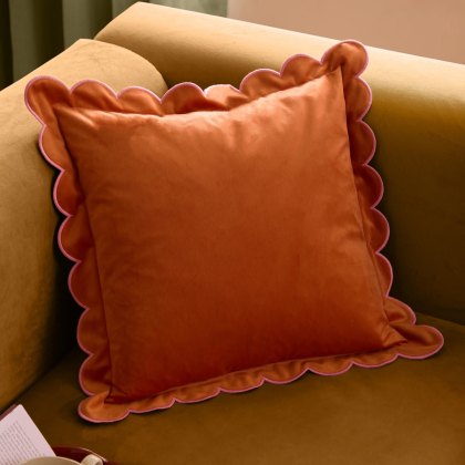 Furn Lil Scallop Cushion Orange/Pink