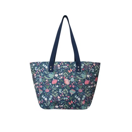 Earth Squared Blue Floral Canvas Tote Bag