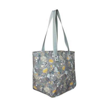 Earth Squared Grey Floral Canvas Tote Bag