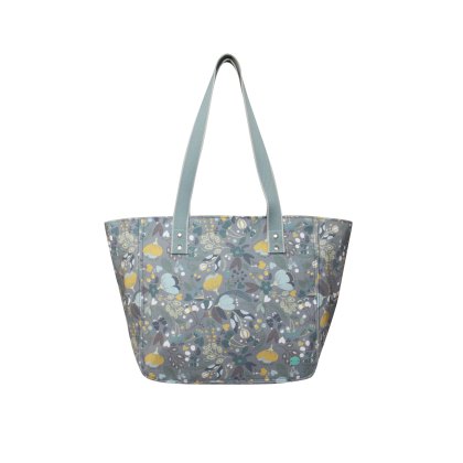 Earth Squared Grey Floral Canvas Tote Bag