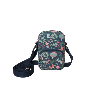 Earth Squared Blue Floral Canvas Phone Pouch