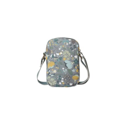 Earth Squared Grey Floral Canvas Phone Pouch