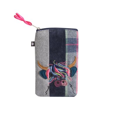 Earth Squared Highland Cow Applique Glasses Case