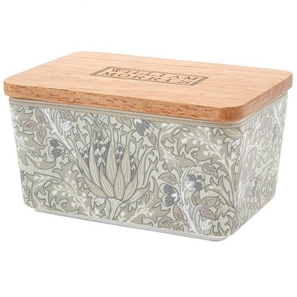 William Morris Artichoke Butter Dish Wooden Lid