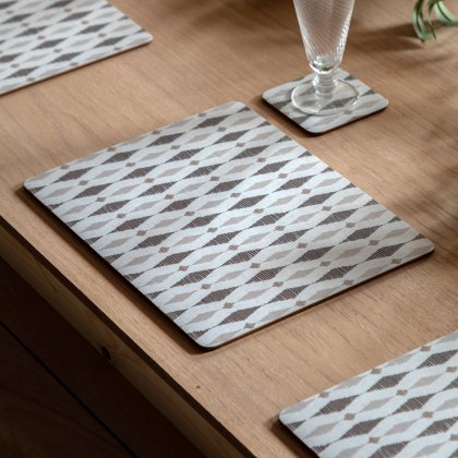 Gallery Direct Geo Monochrome Placemat and Coaster Set