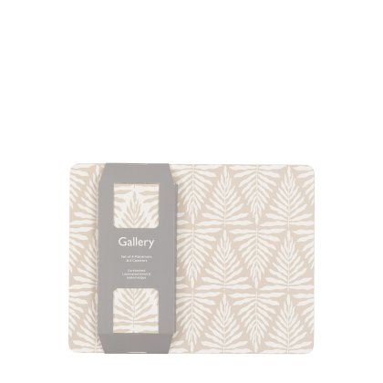 Gallery Direct Leaf ZigZag Ecru Placemat and Coaster Set