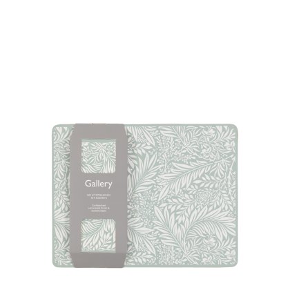 Gallery Direct Farmhouse Blue Leaf Placemat and Coaster Set