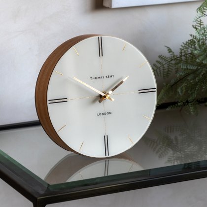 Thomas Kent Greenwich Mantel Clock Oak Stripe Egg Nog