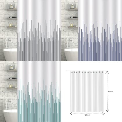 Showerdrape City Stripe Teal Shower Curtain