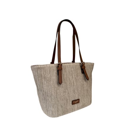 David Jones Straw Tote Bag Cognac