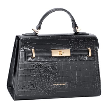 David Jones Faux Croc Top Handle Grab Bag Black