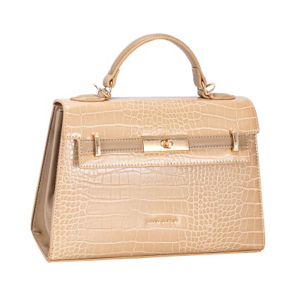 David Jones Faux Croc Top Handle Grab Bag Camel
