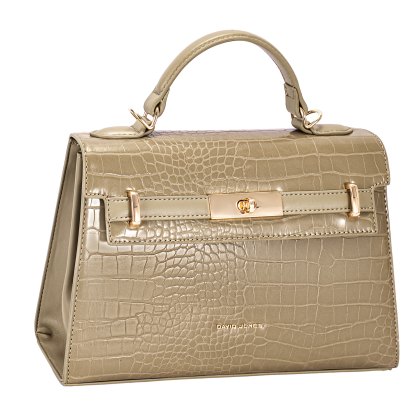 David Jones Faux Croc Top Handle Grab Bag Olive Branch