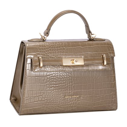 David Jones Faux Croc Top Handle Grab Bag Warm Taupe