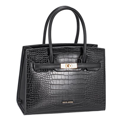 David Jones Faux Croc Tote Bag Black