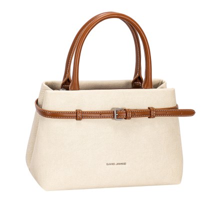 David Jones Canvas Effect Belt Detail Tote Bag Beige
