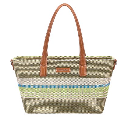 David Jones Medium Straw Effect Shopper Olive Branch