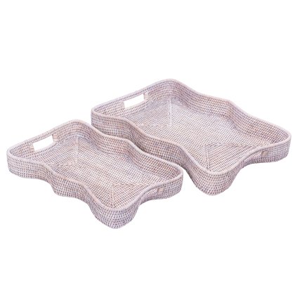 Lows Rattan Scallop Rectangular Tray