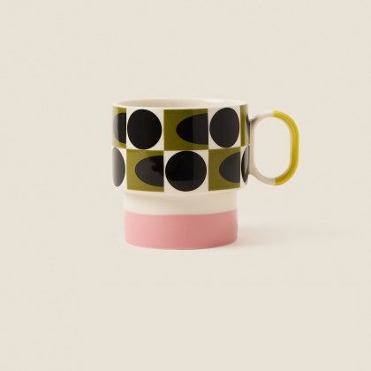 Orla Kiely Spot Square Oval Mug Pink