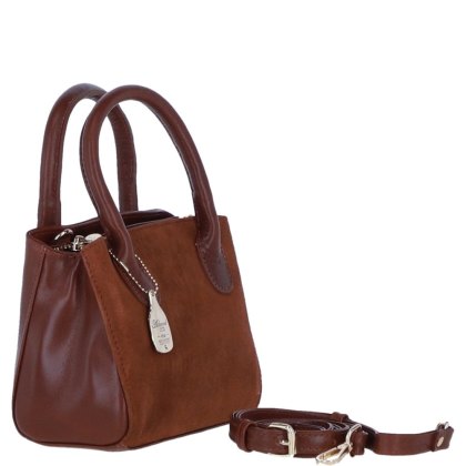 Ashwood Leather and Suede Handbag with Crossbody Strap Tan