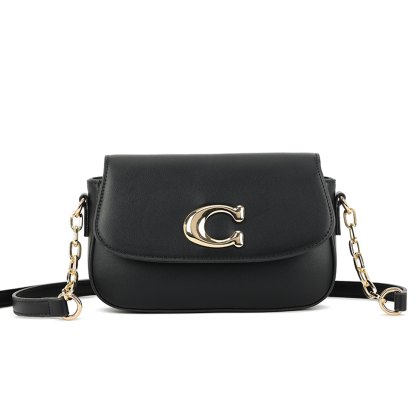 Long & Son Statement Clasp Shoulder Bag Black