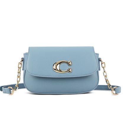 Long & Son Statement Clasp Shoulder Bag Light Blue