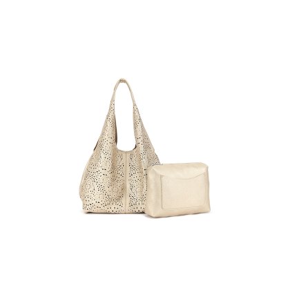 Long & Son Punched Detail Hobo Bag Gold