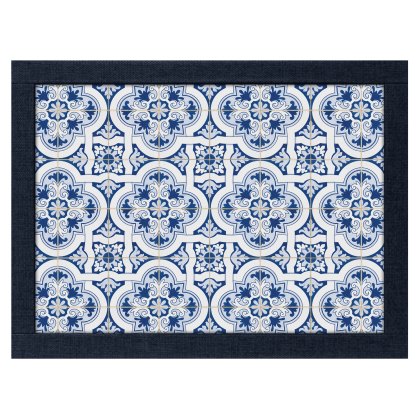 Tradestock Porto Blue Textured Faux Leather Lap Tray