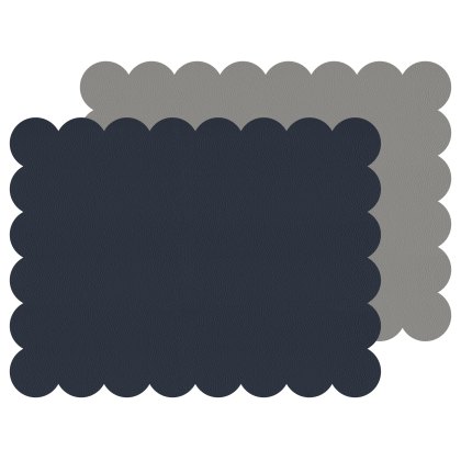 Tradestock Navy Grey Scalloped Flexi Placemats Set Of 2