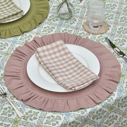 Waltons Circular Ruffle Edge Placemat Blush
