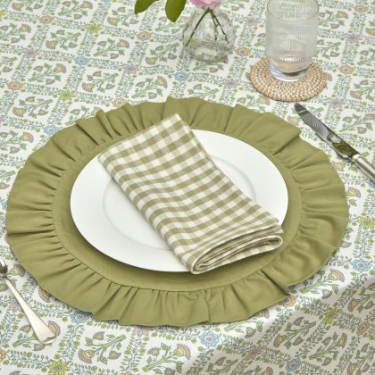 Waltons Circular Ruffle Edge Placemat Pale Olive