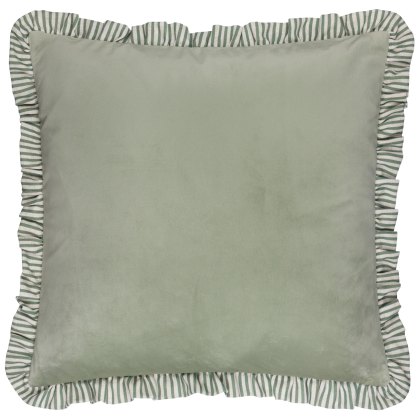 Paoletti Solene Sage Ruffle Matte Velvet Cushion
