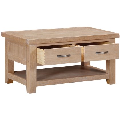 Wiltshire Oak Coffee Table With 2 Drawers