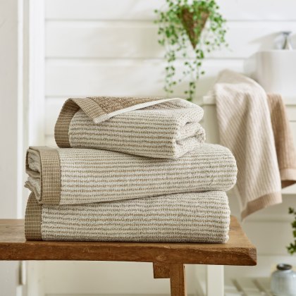 The Lyndon Company Willow Weave Stripe Towels Natural