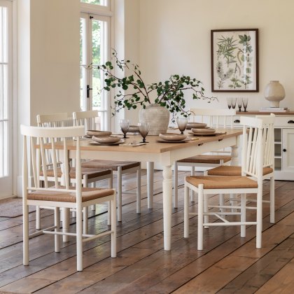 Gallery Direct Eton 1.8m Extending Dining Table & 6 Woven Chairs in White