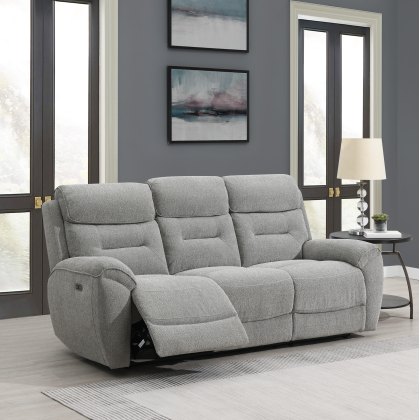 Keswick 3 Seater Power Recliner Sofa in Light Grey