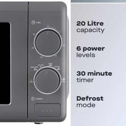Daewoo 800w Manual Microwave Grey Daewoo 800w Manual Microwave Grey
