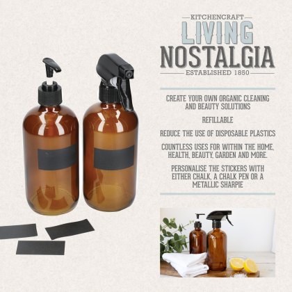 Living Nostalgia Set of 2 Amber Glass Bottles