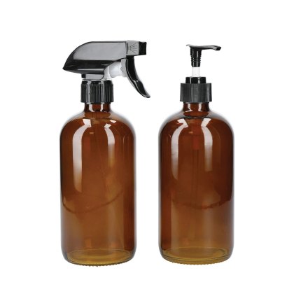 Living Nostalgia Set of 2 Amber Glass Bottles