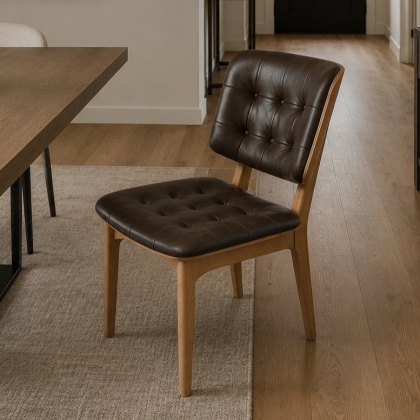 Boden Dining Chair with Seat Pad in Grey Leather
