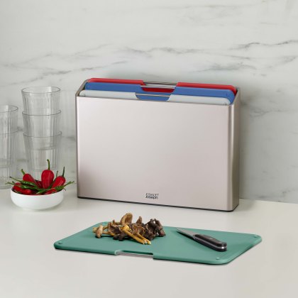 Joseph Joseph Folio Icon 4 Piece Large Board Set Silver/Coast Joseph Joseph Folio Icon 4 Piece Large Board Set Silver/Coast