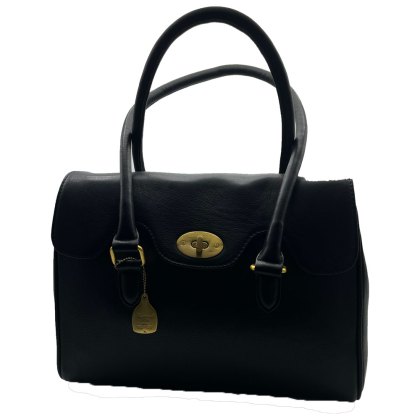 Ashwood Leather Turn Lock Handbag Black