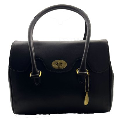 Ashwood Leather Turn Lock Handbag Brown