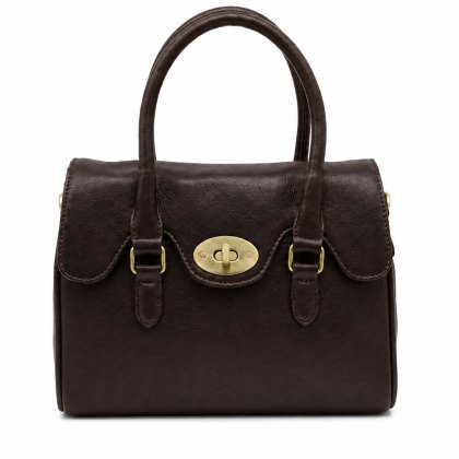 Ashwood Leather Turn Lock Grab Bag Brown Ashwood Leather Turn Lock Grab Bag Brown