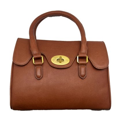 Ashwood Leather Turn Lock Grab Bag Tan