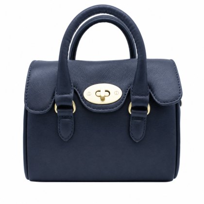 Ashwood Leather Mini Turn Lock Grab Bag Black Ashwood Leather Mini Turn Lock Grab Bag Black