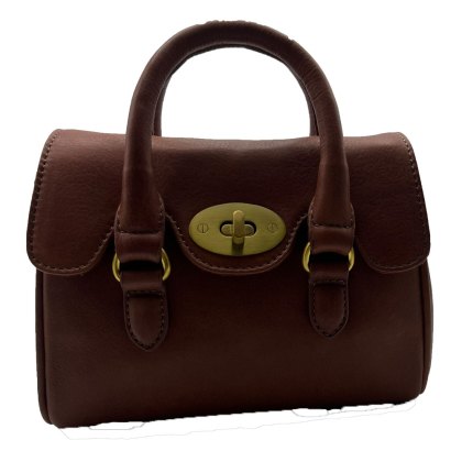 Ashwood Leather Mini Turn Lock Grab Bag Tan