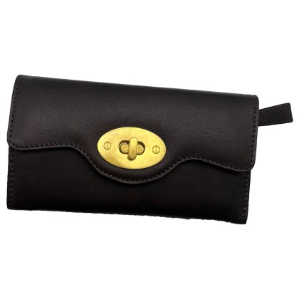 Ashwood Leather Turn Lock Purse Brown