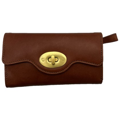 Ashwood Leather Turn Lock Purse Tan