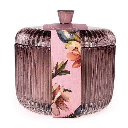 Ridged Glass Jar Candle Plum